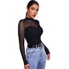 image:imageGORGLITTER Womens Turtleneck Long Sleeve Fall Tops Y2K Dressy Mock Neck Sexy Sheer Mesh Casual Going Out Tees Top 2025Black
