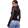 image:imageGORGLITTER Womens Turtleneck Long Sleeve Fall Tops Y2K Dressy Mock Neck Sexy Sheer Mesh Casual Going Out Tees Top 2025Black