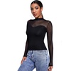 image:imageGORGLITTER Womens Turtleneck Long Sleeve Fall Tops Y2K Dressy Mock Neck Sexy Sheer Mesh Casual Going Out Tees Top 2025Black