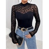 image:imageGORGLITTER Womens Turtleneck Long Sleeve Fall Tops Y2K Dressy Mock Neck Sexy Sheer Mesh Casual Going Out Tees Top 2025Black Heart