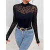 image:imageGORGLITTER Womens Turtleneck Long Sleeve Fall Tops Y2K Dressy Mock Neck Sexy Sheer Mesh Casual Going Out Tees Top 2025Black Heart