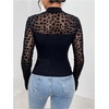 image:imageGORGLITTER Womens Turtleneck Long Sleeve Fall Tops Y2K Dressy Mock Neck Sexy Sheer Mesh Casual Going Out Tees Top 2025Black Heart