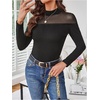 image:imageGORGLITTER Womens Turtleneck Long Sleeve Fall Tops Y2K Dressy Mock Neck Sexy Sheer Mesh Casual Going Out Tees Top 2025Solid Black