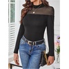 image:imageGORGLITTER Womens Turtleneck Long Sleeve Fall Tops Y2K Dressy Mock Neck Sexy Sheer Mesh Casual Going Out Tees Top 2025Solid Black
