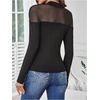 image:imageGORGLITTER Womens Turtleneck Long Sleeve Fall Tops Y2K Dressy Mock Neck Sexy Sheer Mesh Casual Going Out Tees Top 2025Solid Black