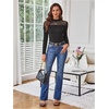image:imageGORGLITTER Womens Turtleneck Long Sleeve Fall Tops Y2K Dressy Mock Neck Sexy Sheer Mesh Casual Going Out Tees Top 2025Solid Black