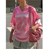 image:imageGORGLITTER Womens Y2k Oversized Jersey Shirts Baggy Graphic Tees Number Football Custom Baseball Jersey StreetwearHot Pink