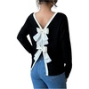 image:imageGORGLITTER Womens Bow Back Shirts Top Backless Long Sleeve Crewneck Trendy Cute Shirt 2025Black