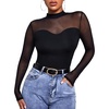image:imageGORGLITTER Womens Turtleneck Long Sleeve Fall Tops Y2K Dressy Mock Neck Sexy Sheer Mesh Casual Going Out Tees Top 2025Black