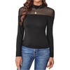 image:imageGORGLITTER Womens Turtleneck Long Sleeve Fall Tops Y2K Dressy Mock Neck Sexy Sheer Mesh Casual Going Out Tees Top 2025Solid Black