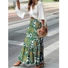 image:imageGORGLITTER Womens Boho Western Ruffle Flowy Maxi Skirt Trendy Summer Graphic Elastic High Waisted Beach Long SkirtsGreen Leaf