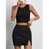 image:imageWomens Split High Waisted Mini Skirt Ruched Dressy Casual Bodycon Skirts