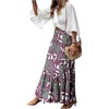 image:imageGORGLITTER Womens Boho Western Ruffle Flowy Maxi Skirt Trendy Summer Graphic Elastic High Waisted Beach Long SkirtsMauve Purple