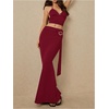 image:imageGORGLITTER Womens Low Waisted Maxi Skirts Trendy Fishtail Bodycon Long Skirts with Belted Vacation Going Out OutfitsBurgundy
