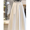 image:imageGORGLITTER Womens Pleated Maxi Skirt Elastic High Waisted Flowy Swing Aline Work Skirts Business Casual OutfitsWhite