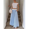 image:imageGORGLITTER Womens Striped Ruffle Long Skirt Y2k Contrast Trim High Waist Flowy Summer Vacation Skirts Resort OutfitsBlue and White