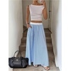 image:imageGORGLITTER Womens Striped Ruffle Long Skirt Y2k Contrast Trim High Waist Flowy Summer Vacation Skirts Resort OutfitsBlue and White