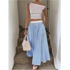 image:imageGORGLITTER Womens Striped Ruffle Long Skirt Y2k Contrast Trim High Waist Flowy Summer Vacation Skirts Resort OutfitsBlue and White