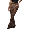 image:imageGORGLITTER Womens Leopard Maxi Skirt Mesh See Through Low Waist Y2K Bodycon SkirtsBrown