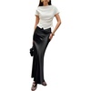 image:imageGORGLITTER Womens Satin Maxi Skirt Dressy Casual High Waisted Boydcon Silk Elegant Business Party Long SkirtBlack