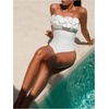 image:imageGORGLITTER Womens 3D Floral Strapless One Piece Swimsuit Sexy Tummy Control Bandeau Cheeky Bathing Suit Swimwear 2026White