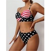 image:imageGORGLITTER Womens American Flag Bathing Suit 2 Piece High Waisted Thong Swimsuit Summer Cheeky Bikini Sets Swim WearBlack White Red