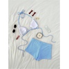 image:imageGORGLITTER Womens Boyshort Bikini Set with Shorts 2026 Gingham Triangle Halter String Swimsuits Cheeky Sexy Bathing SuitLight Blue