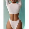 image:imageGORGLITTER Womens Long Sleeve Bathing Suit Rash Guard High Cut Bikini Sets 2 Piece Swimsuit Summer Beach Outfits 2026Apricot