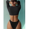 image:imageGORGLITTER Womens Long Sleeve Bathing Suit Rash Guard High Cut Bikini Sets 2 Piece Swimsuit Summer Beach Outfits 2026Black