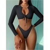 image:imageGORGLITTER Womens Long Sleeve Bathing Suit Rash Guard High Cut Bikini Sets 2 Piece Swimsuit Summer Beach Outfits 2026Black