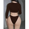 image:imageGORGLITTER Womens Long Sleeve Bathing Suit Rash Guard High Cut Bikini Sets 2 Piece Swimsuit Summer Beach Outfits 2026Coffee Brown