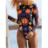 image:imageGORGLITTER Womens One Piece Long Sleeve Swimsuit Tummy Control Rash Guard Zip Up Full Coverage Bathing Suit SwimwearBlack