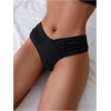 image:imageGORGLITTER Womens Ruched Cheeky Bikini Bottom High Waisted V Cut Thong Swimsuits Bathing Suit Bottoms Beach Swim WearPlain Black