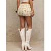 image:imageGORGLITTER Womens Sequin Mini Skirt Fuzzy Low Rise Y2k Club Party Rave Fall Skirts with ShortsApricot