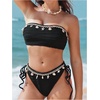 image:imageGORGLITTER Womens Starfish Bikini Set Strapless Bandeau Top and Tie Side High Cut Bathing Suit Cute Two Piece SwimsuitsBlack
