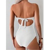 image:imageGORGLITTER Womens Strapless High Cut One Pieces Swimsuits Bandeau Classy Bathing Suit Cut Out Tummy Control MonokiniSolid White