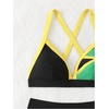 image:imageGORGLITTER Womens Triangle Jamaica Swimsuits Color Block High Waisted Bikini High Cut Thong Bathing SuitBlack