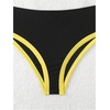 image:imageGORGLITTER Womens Triangle Jamaica Swimsuits Color Block High Waisted Bikini High Cut Thong Bathing SuitBlack