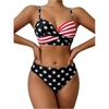 image:imageGORGLITTER Womens American Flag Bathing Suit 2 Piece High Waisted Thong Swimsuit Summer Cheeky Bikini Sets Swim WearBlack White Red