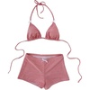 image:imageGORGLITTER Womens Boyshort Bikini Set with Shorts 2026 Gingham Triangle Halter String Swimsuits Cheeky Sexy Bathing SuitRed and White