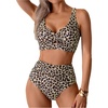 image:imageGORGLITTER Womens Cheetah Print High Waisted Bikini Set Y2K Cheeky Animal Leopard Halter Swimsuit Bathing Suit SwimBrown Animal