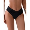 image:imageGORGLITTER Womens Ruched Cheeky Bikini Bottom High Waisted V Cut Thong Swimsuits Bathing Suit Bottoms Beach Swim WearBlack