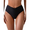 image:imageGORGLITTER Womens Ruched Cheeky Bikini Bottom High Waisted V Cut Thong Swimsuits Bathing Suit Bottoms Beach Swim WearSolid Black