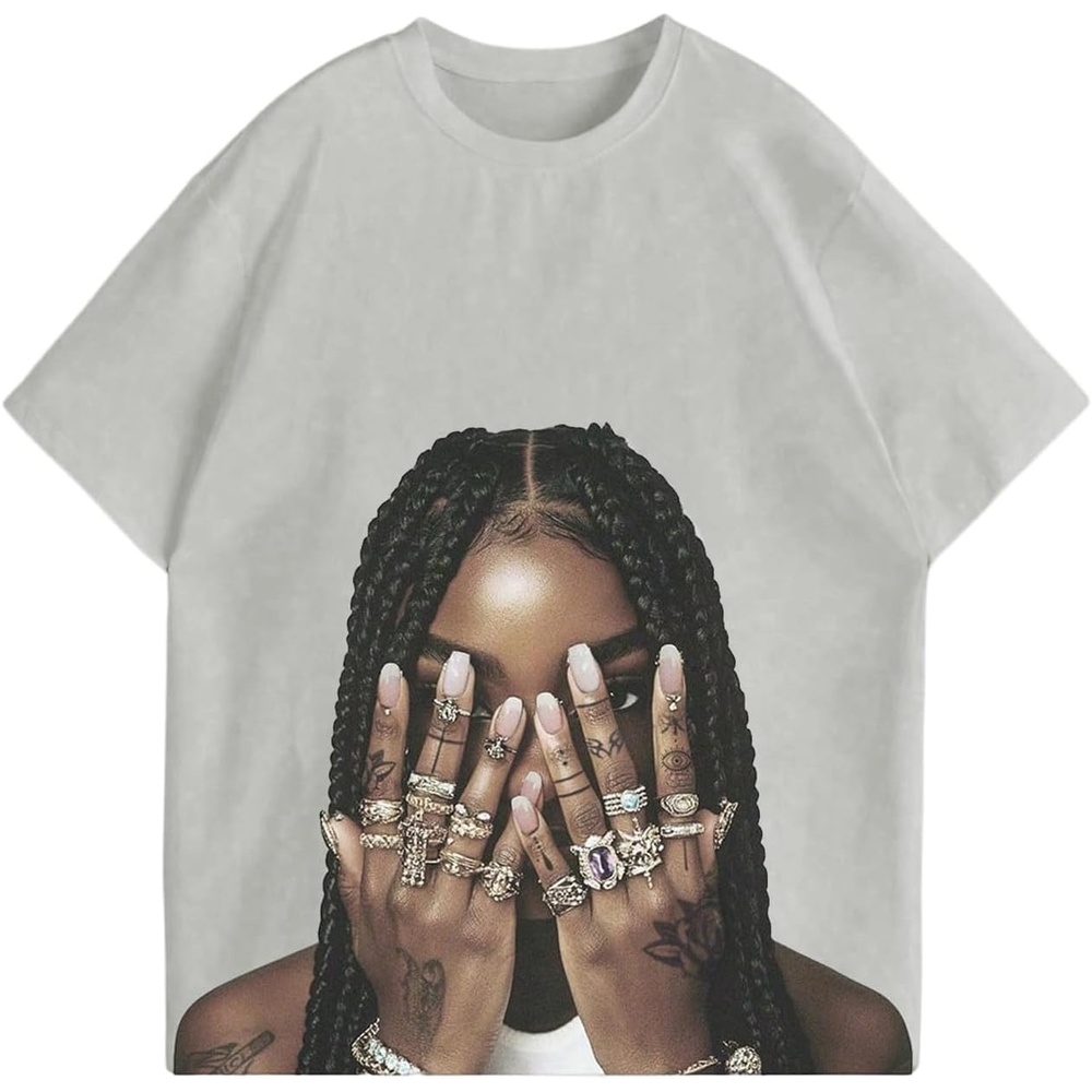 image:imageGORGLITTER Womens Oversized Graphic Tees Y2K Hip Hop Short Sleeve T Shirt Summer Loose Vintage Going Out TopsGrey Graphic