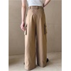image:imageGORGLITTER Mens Baggy Cargo Pants High Waisted Wide Leg Dress Metal Slacks Work Pants Y2K Casual TrousersKhaki