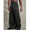image:imageGORGLITTER Mens Baggy Casual Pleated Striped Dress Pants 2025 Wide Leg Trousers with PocketsBlack