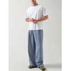 image:imageGORGLITTER Mens Baggy Casual Pleated Striped Dress Pants 2025 Wide Leg Trousers with PocketsDusty Blue