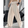 image:imageGORGLITTER Mens Casual Wide Leg Pleated Dress Pants Elastic High Waisted Baggy Streetwear Trousers Business CasualKhaki