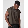 image:imageGORGLITTER Mens Dolman Sleeve Crop Vest Top T Shirts Crewneck Loose Pullover Tank TopsSolid Brown