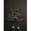 image:imageGORGLITTER Mens Floral Embroidery Drawstring Shorts Graphic Paisley Casual Gym ShortsBlack